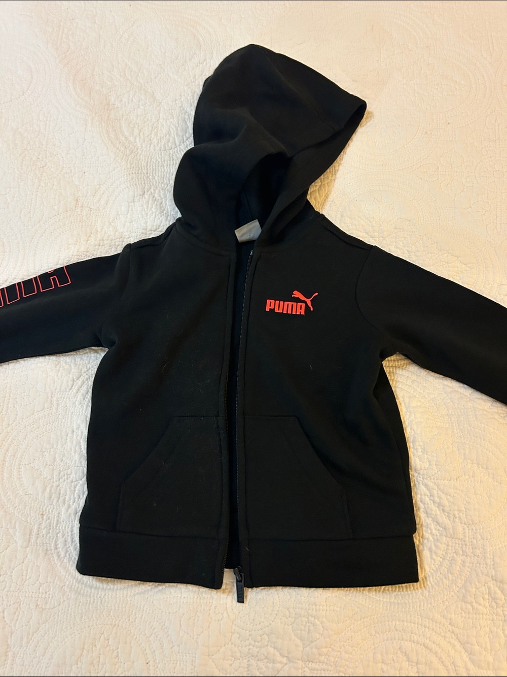 Puma Black Zip Hoodie with pink Logo